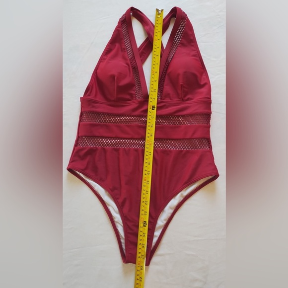 SHEIN Printed Mesh Plunge One-Piece Swimsuit Size Large - Picture 7 of 11